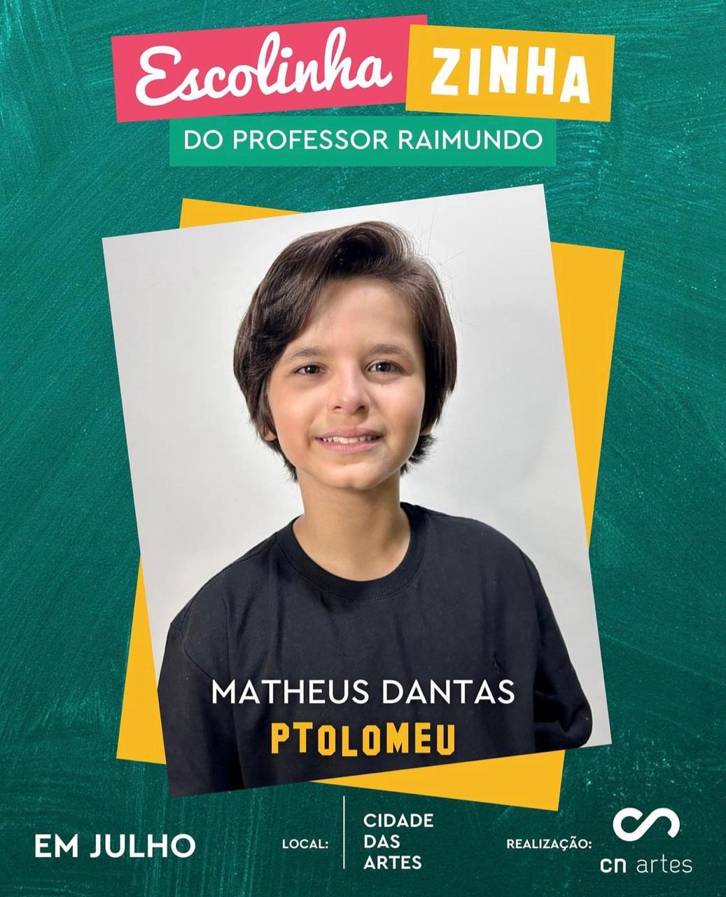 Matheus Dantas brilha nos palcos como Ptolomeu em 'Escolinhazinha do Professor Raimundo – O Musical'